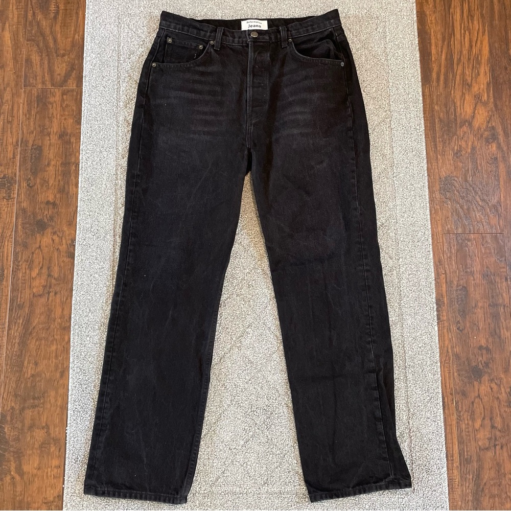 Reformation Jeans Womens 30 Black Cynthia High Relaxed Jean Button Fly Euphrates